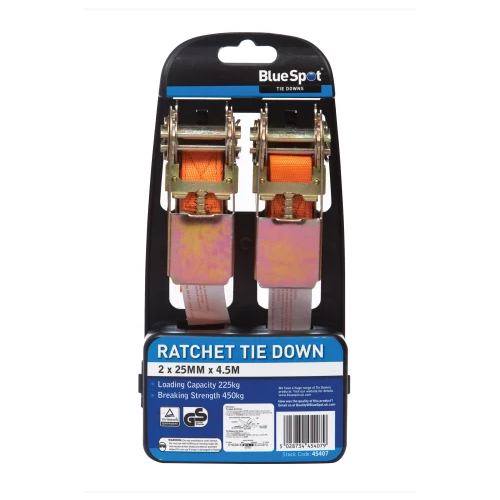 Ratchet Tie-Down Set 25mm x 4.5m