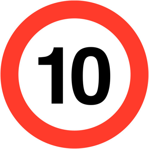 600MM 10MPH CLASS 1 REFLECTIVE TRAFFIC SIGN (POST)