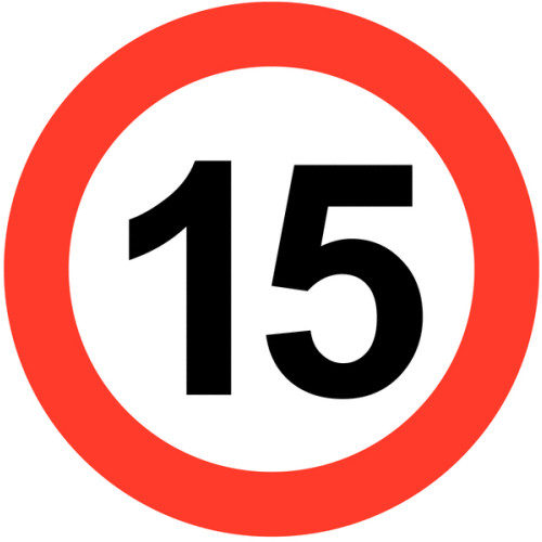 600MM 15MPH CLASS 1 REFLECTIVE TRAFFIC SIGN (POST)