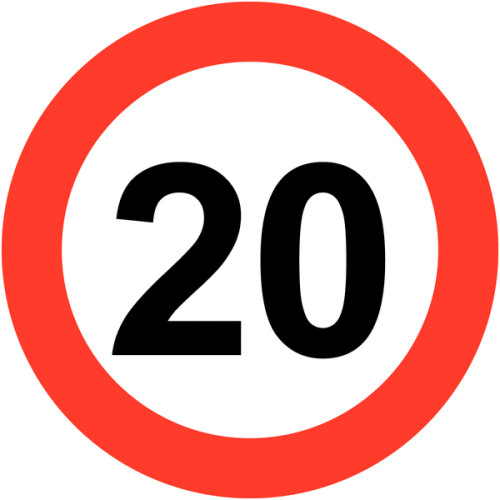 600MM 20MPH CLASS 1 REFLECTIVE TRAFFIC SIGN (POST)