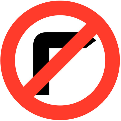 600MM NO RIGHT TURN CLASS 1 REFLECTIVE TRAFFIC SIGN (POST)