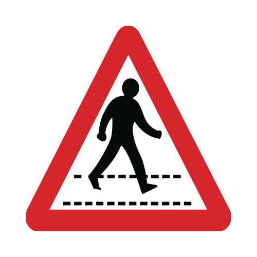 600MM PEDESTRIAN CROSSING CLASS 1 REFLECTIVE TRAFFIC SIGN (POST)