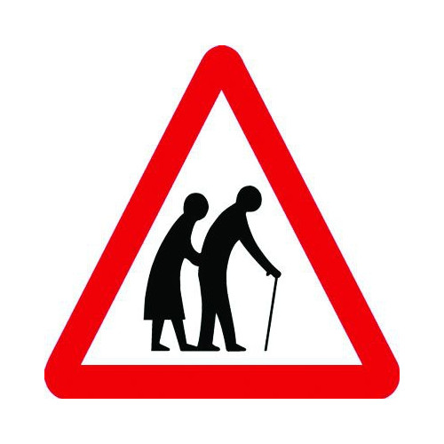 600MM ELDERLY CROSSING CLASS 1 REFLECTIVE TRAFFIC SIGN (POST)