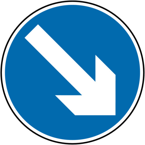 600MM KEEP RIGHT CLASS 1 REFLECTIVE TRAFFIC SIGN (POST)