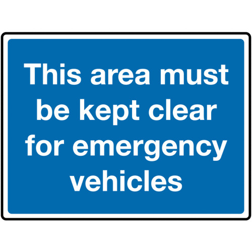 450 X 600MM THIS AREA MUST BE KEPT CLEAR FOR EMERGENCY VEHICLES CLASS 1 REFLECTIVE TRAFFIC SIGN (POST)