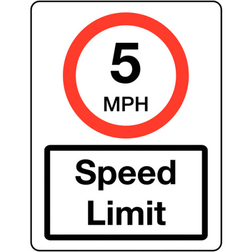 600 X 450MM 5MPH SPEED LIMIT CLASS 1 REFLECTIVE TRAFFIC SIGN (POST)