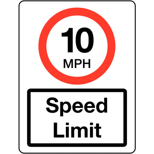 600 X 450MM 10MPH SPEED LIMIT CLASS 1 REFLECTIVE TRAFFIC SIGN (POST)