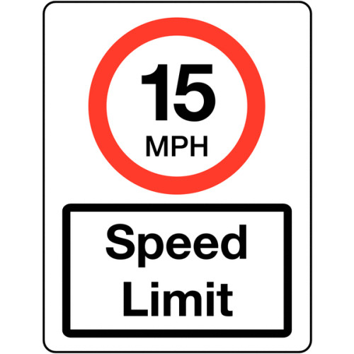 600 X 450MM 15MPH SPEED LIMIT CLASS 1 REFLECTIVE TRAFFIC SIGN (POST)