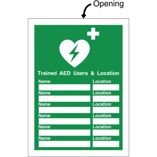 TRAINED AED INSERT SIGN