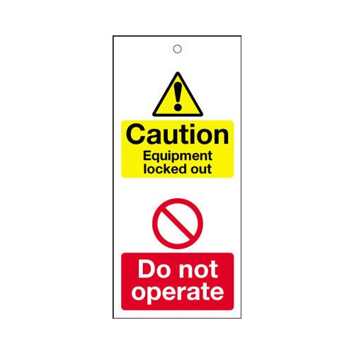 CAUTION EQUIPMENT LOCKED OUT DO NOT OPERATE MAINTENANCE SAFETY TAG