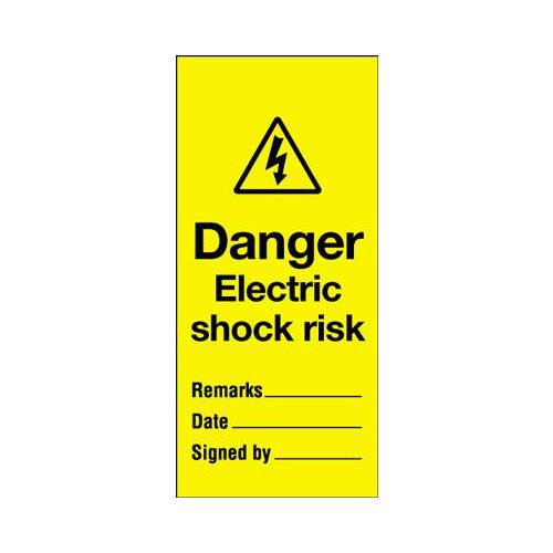 DANGER ELECTRIC SHOCK RISK MAINTENANCE SAFETY TAG