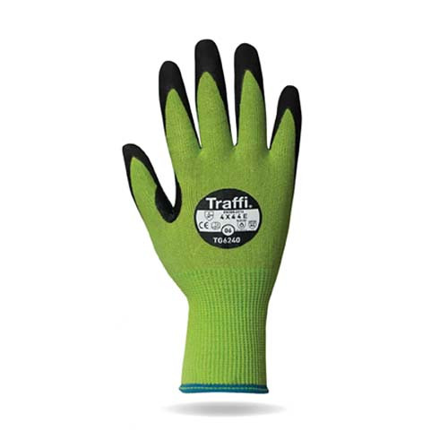TRAFFI TG5240 MICRODEX NITRILE LXT CUT LEVEL C SAFETY GLOVE-GREEN-L/9