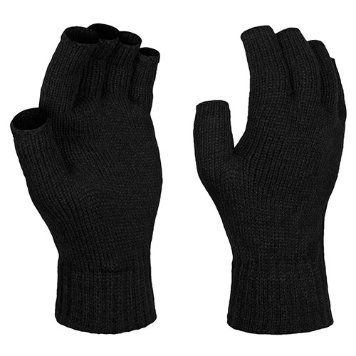 ACRYLIC 1/2 FINGER ACRYLIC GLOVE-BLACK - ONE SIZE