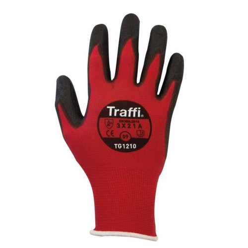 TRAFFI TG1210 X-DURA METRIC PU CUT LEVEL A SAFETY GLOVE-RED-2XL/11