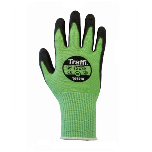 TRAFFI TG5210 X-DURA METRIC PU CUT LEVEL C SAFETY GLOVE-GREEN-L/9