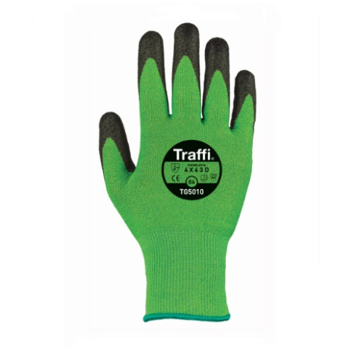 TRAFFI TG5010 X-DURA CLASSIC PU CUT LEVEL D SAFETY GLOVE-GREEN-L/9