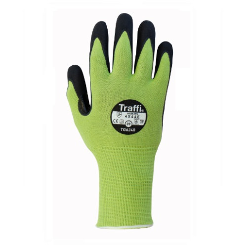 TRAFFI TG6240 MICRODEX NITRILE LXT CUT LEVEL E SAFETY GLOVE-GREEN-L/9