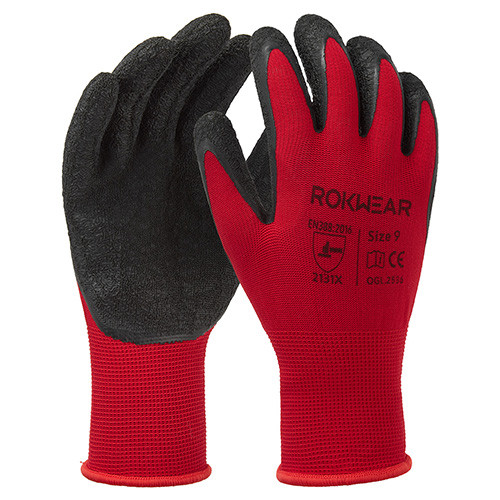 ROKWEAR LATEX COATED CUT LEVEL 1 GLOVE - RED - L/9