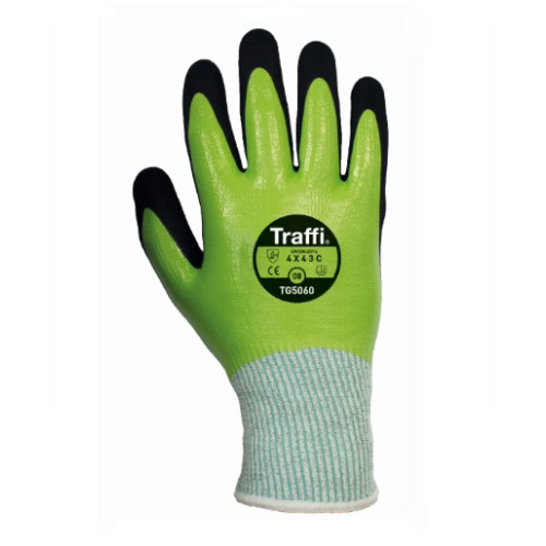 TRAFFI TG5060 WATERPROOF NITRILE CUT LEVEL C SAFETY GLOVE-GREEN-L/9