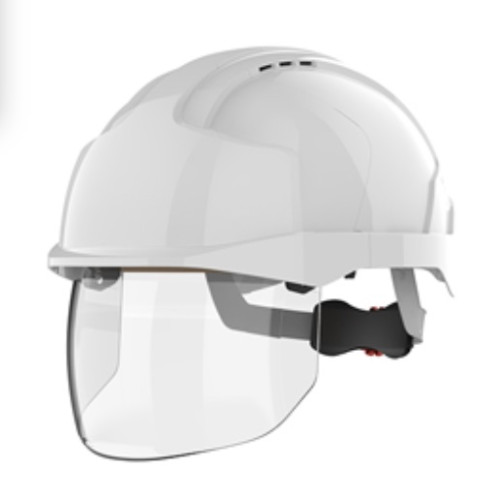 JSP EVO VISTASHIELD MICRO PEAK HELMET C/W RETRACTABLE FACESHIELD - WHITE
