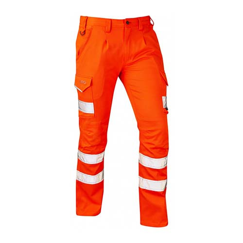 LEO KINGFORD CLASS 1 ECOVIZ STRETCH CARGO TROUSER-ORANGE-34R