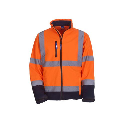 YOKO HI VIS SOFTSHELL JACKET - ORANGE/NAVY - L