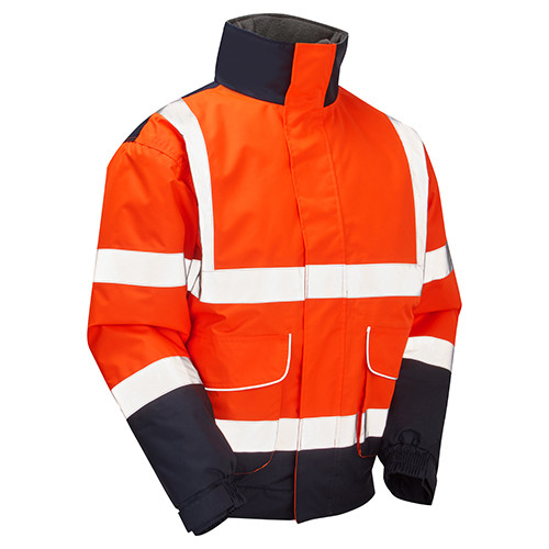 ROKWEAR REDFORD HI-VIS TWO-TONE BOMBER JACKET - ORANGE/NAVY - L
