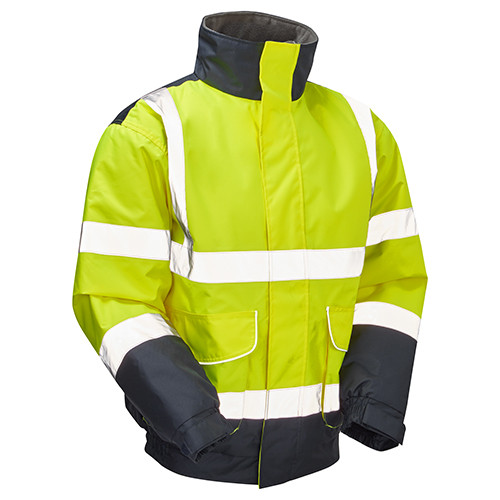 ROKWEAR REDFORD HI-VIS TWO-TONE BOMBER JACKET - YELLOW/NAVY - L
