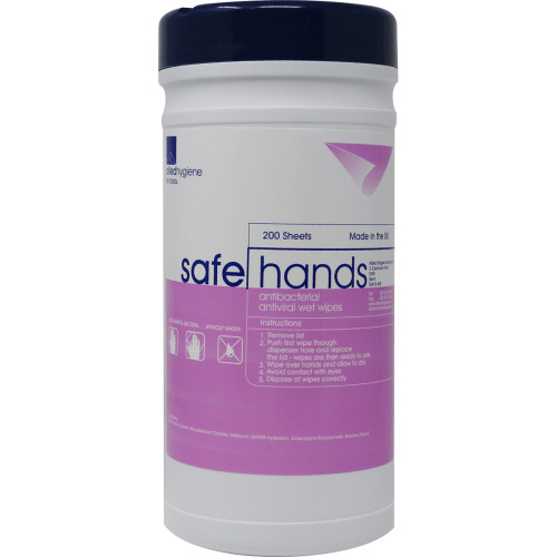 SAFEHANDS DISINFECTANT HAND WIPES TUB/200