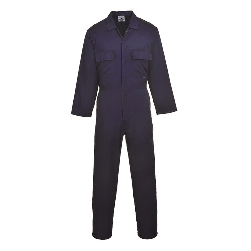 POLYCOTTON STUD FRONT OVERALL - NAVY - L-R