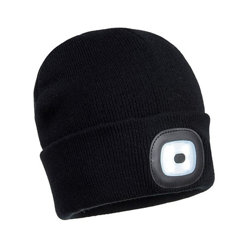 B029 BEANIE LED HEAD LIGHT USB RECHARGEABLE - BLACK