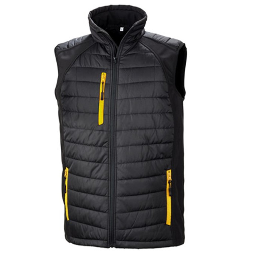 COMPASS PADDED SOFTSHELL GILET - BLACK/YELLOW - L
