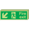 150X450 6 PACK 150X450 FIRE EXIT RUNNING MAN ARROW DOWN LEFT - NITE GLO RIGID