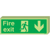 150X450 6 PACK 150X450 FIRE EXIT RUNNING MAN ARROW DOWN - NITE GLO RIGID