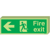 150X450 6 PACK 150X450 FIRE EXIT RUNNING MAN ARROW LEFT - NITE GLO RIGID