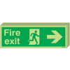 150X450 6 PACK 150X450 FIRE EXIT RUNNING MAN ARROW RIGHT - NITE GLO RIGID
