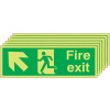 150X450 6 PACK 150X450 FIRE EXIT RUNNING MAN ARROW UP LEFT - NITE GLO RIGID