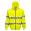 HI-VIS ZIPPED HOODED SWEATSHIRT - - YELLOW - 4XL