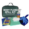 BODY FLUID SPILL KIT IN GREEN ZIP BAG WITH PRINT