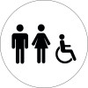 125MM DIA MALE, FEMALE AND ACCESSIBLE TOILET - ECONOMY WASHROOM SIGN