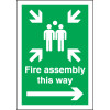 400X300MM FIRE ASSEMBLY THIS WAY (RIGHT ARROW) - POST MOUNTED ALUMINIUM