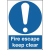 210X148MM FIRE ESCAPE KEEP CLEAR - RIGID