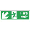150X450MM FIRE EXIT RUNNING MAN ARROW DOWN LEFT - RIGID