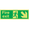 150X450MM FIRE EXIT RUNNING MAN ARROW DOWN RIGHT - XTRA GLO RIGID