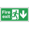 FIRE EXIT RUNNING MAN ARROW DOWN - POLYCARBONATE