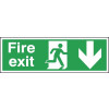 150X300MM FIRE EXIT RUNNING MAN ARROW DOWN - ALUMINIUM