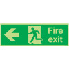 150X450MM FIRE EXIT RUNNING MAN ARROW LEFT - NITE GLO RIGID