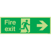150X450MM FIRE EXIT RUNNING MAN ARROW RIGHT - NITE GLO RIGID