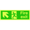 150X450MM FIRE EXIT RUNNING MAN ARROW UP LEFT - XTRA GLO RIGID