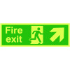 150X450MM FIRE EXIT RUNNING MAN ARROW UP RIGHT - XTRA GLO RIGID